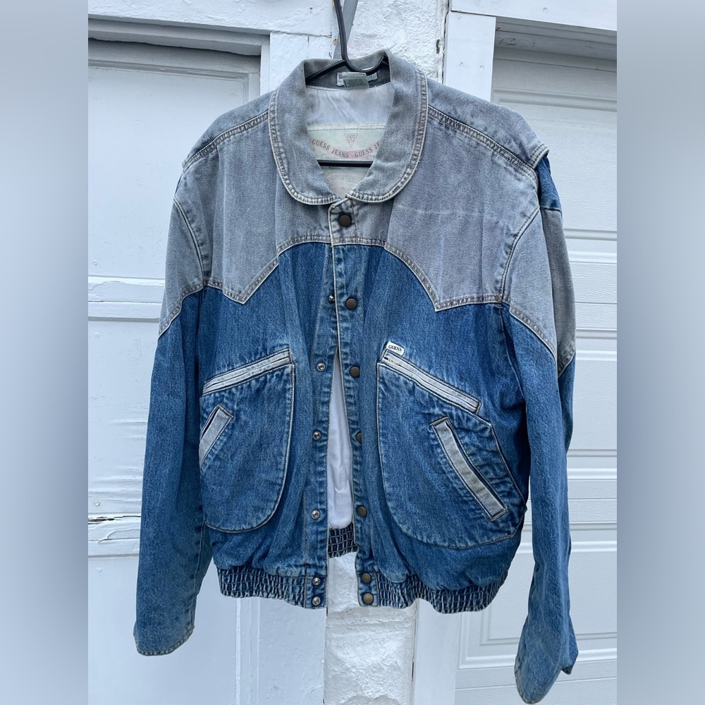 Vintage Guess Marciano Back To The Future Guess 2 Tone Denim Jean Jacket XL 1986